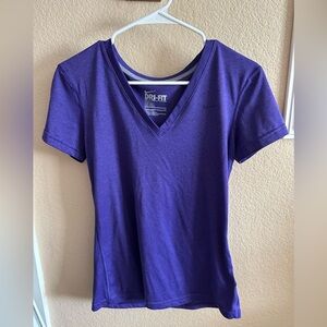 NIKE dark purple Dri-Fit v neck shirt